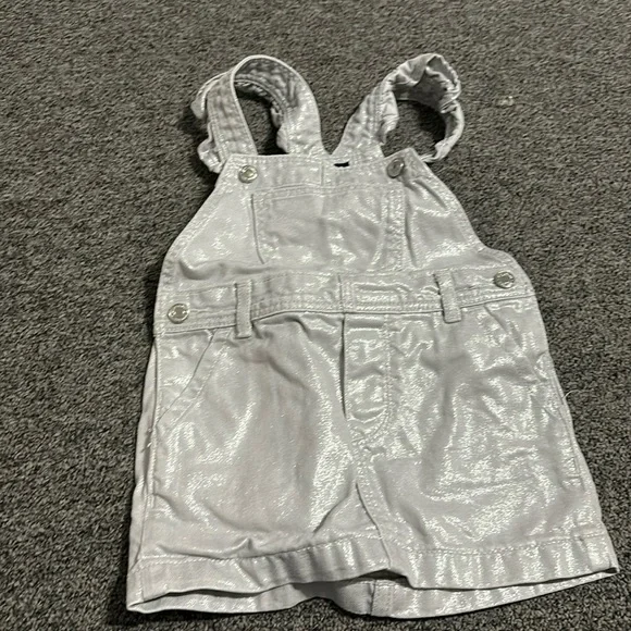 silver overall dress Chiffon Overall Dress w/ Pockets L